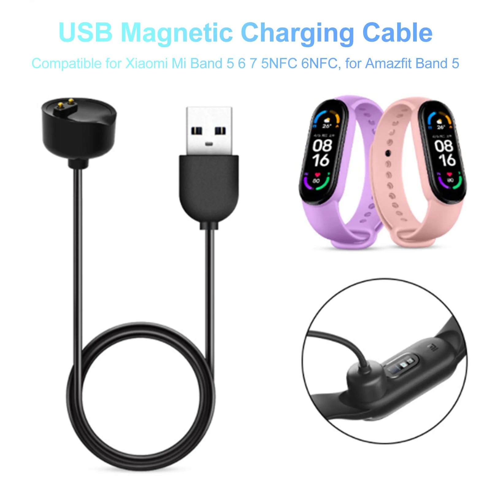 Magnetic Watch Charging Cable 3.3ft Copper Wire Portable  Replacement Charging Cord for Mi Band 5 6 7 for Business