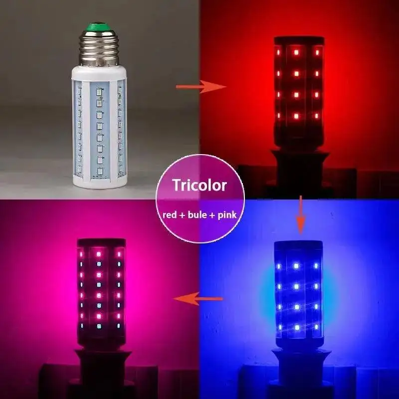 ~Bulb E27 LED Colorful Corn Bulb 12W Pink Red Blue Green Purple Golden 7Colors Lamp AC 220V Bulb Chandelier Decoration
