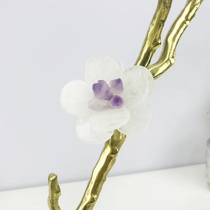 new Chinese natural crystal stone flower branches attract wealth European plant desktop decoration modern housewarming gifts