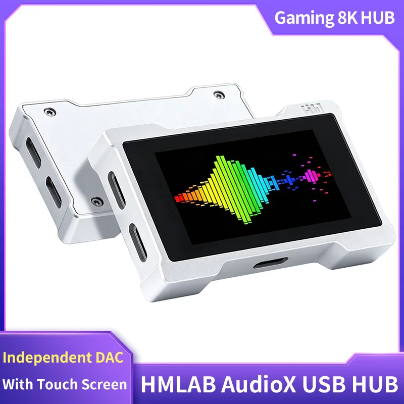HMLAB AudioX Gaming 8K HMHUB DAC Decoding Gaming Sound Card PEQ Spectrum Display MTT Mode with Touch Screen Aluminum Alloy Case
