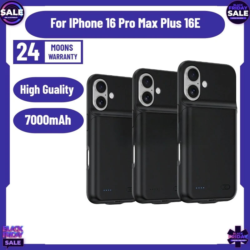 

Портативный чехол-аккумулятор 7000 мАч для iPhone 16 Pro Max с беспроводной зарядкой и поддержкой CarPlay