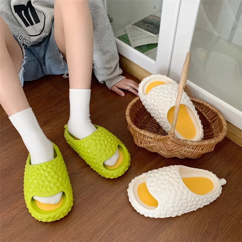 Funny Durian Slippers Thick Bottom EVA Couple Sandal for Men Women Platform Anti-Slip Sandals Soft Casual Bathroom Flip Flops