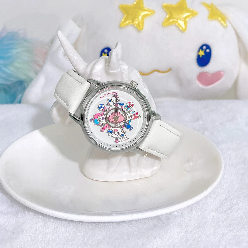 Miniso kartun Anime Sanrio Hello Kitty Melody Pachacco Cinnamoroll anak laki-laki perempuan tahan air sabuk kulit hadiah jam tangan