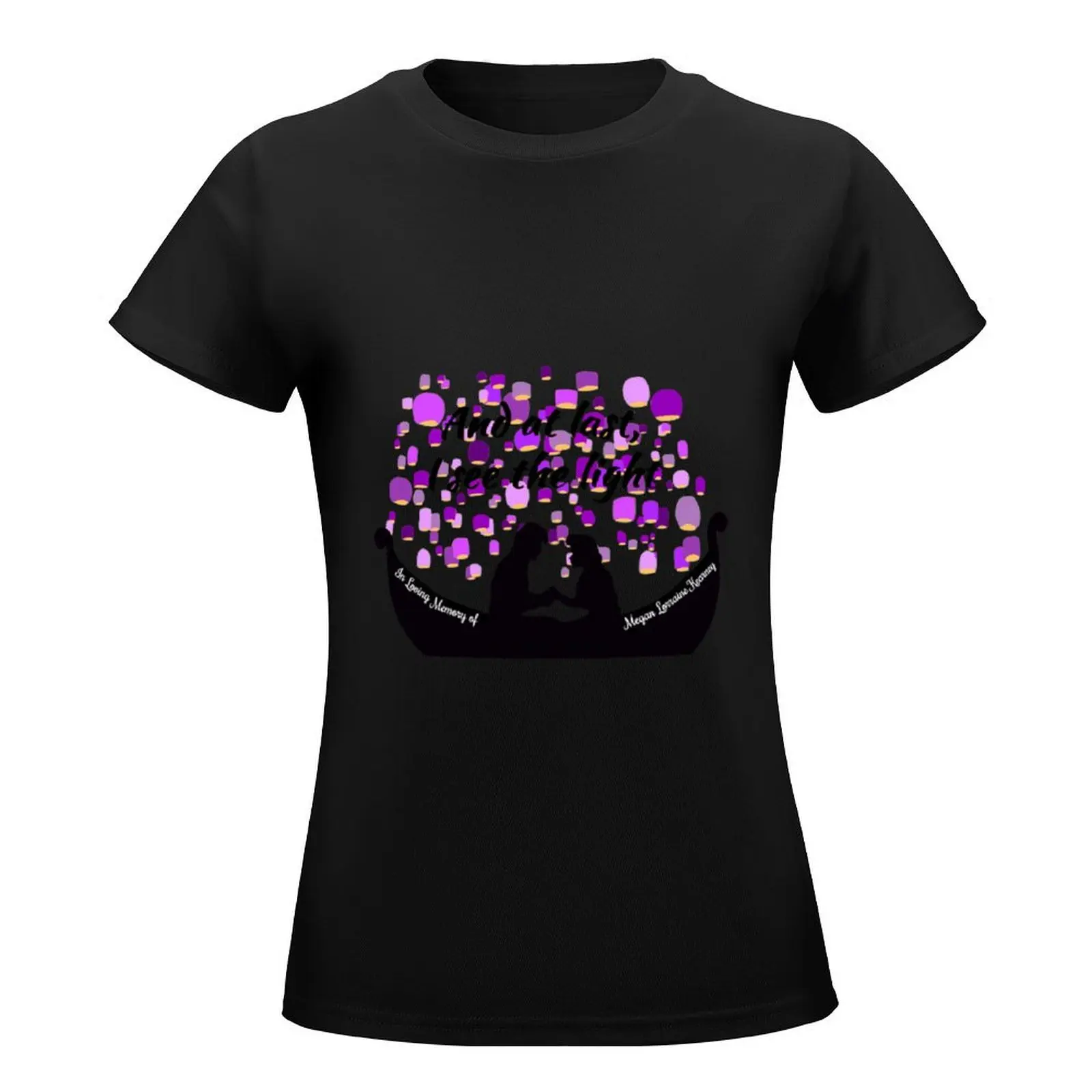 Tangled Purple Lantern Memorial Sticker T-Shirt summer clothes cute tops funny Women's tee shirt