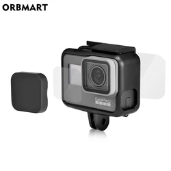 ORBMART Ultra-Clear Tempered Glass Lens Protector + Screen Protector + Hard Lens Cap Cover For GoPro Hero 5 6 7 Black Gopro5