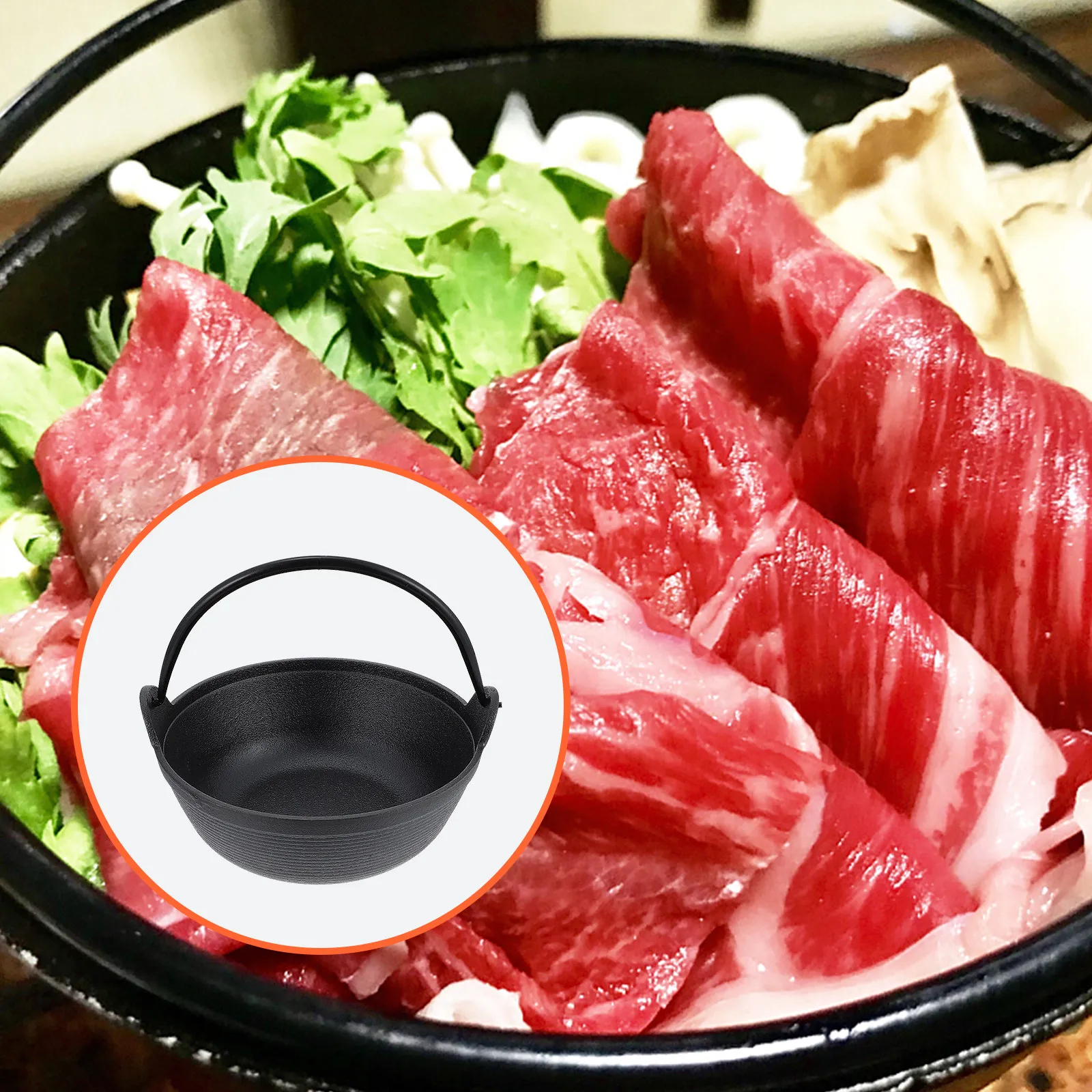 1Pcs Solid Cast Iron Stew Pot Soup Pot Heavy Bottom Even Heat Distribution High Temperature Resistant Non Sticky Surface