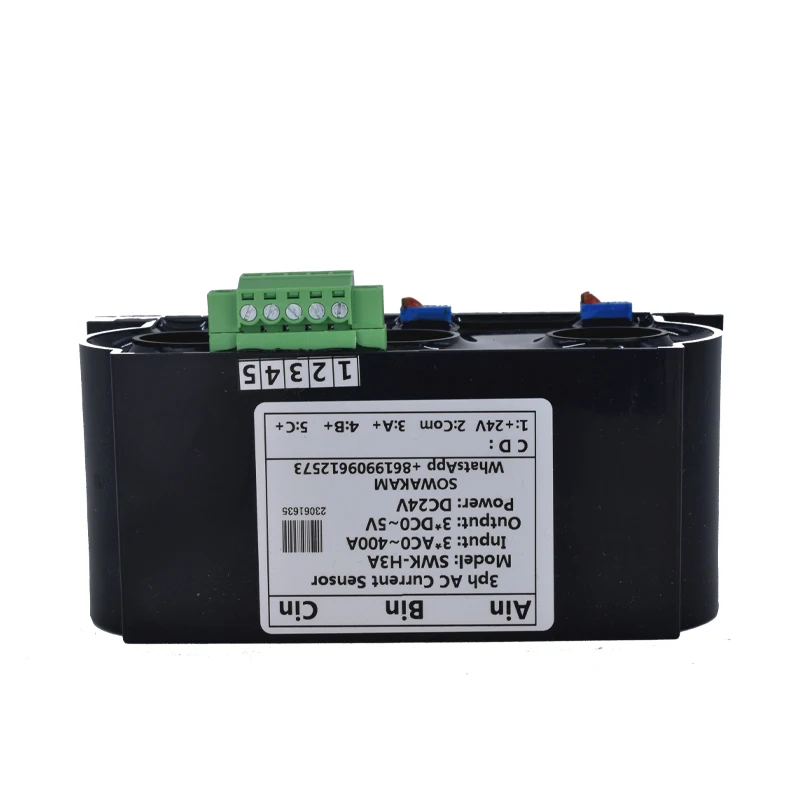 3ph AC Current Transmitter 4-20mA 0-20mA 0-5V 10V RS485 Output 3-phase Current Mutual Transducer Perforated Hall Current  Sensor