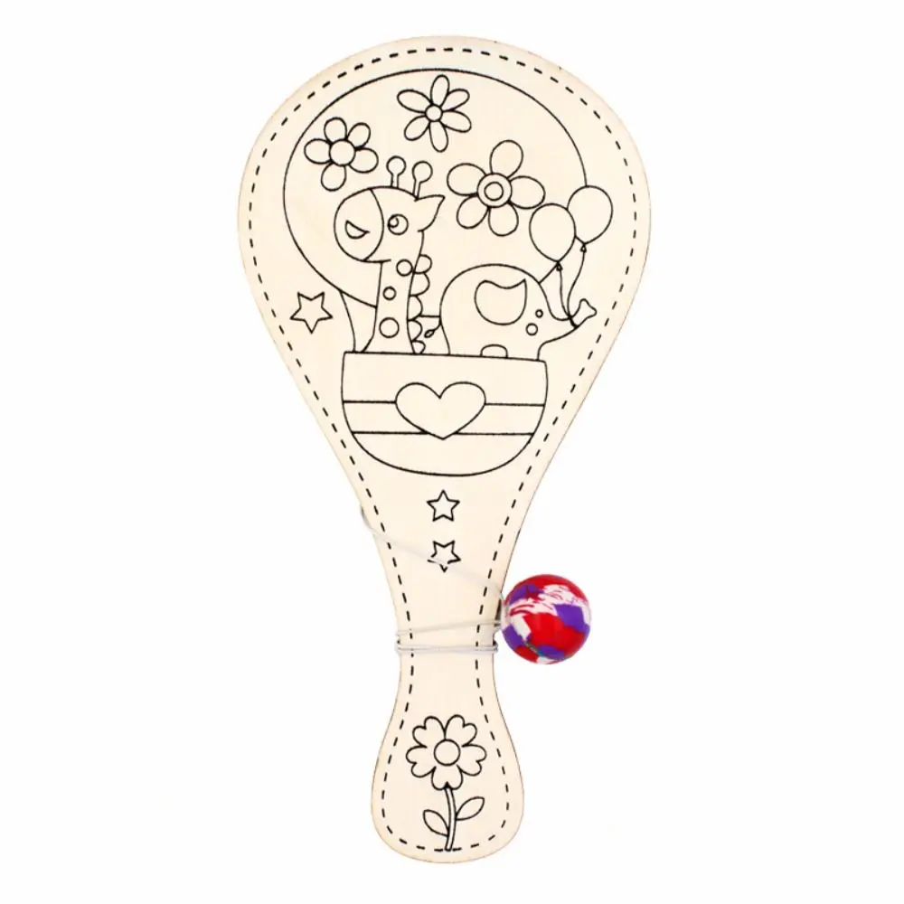 

Wooden DIY Paddle Ball with String With String Interactive DIY Racket with Ball Ball Blank Racket Wooden Racket Educational