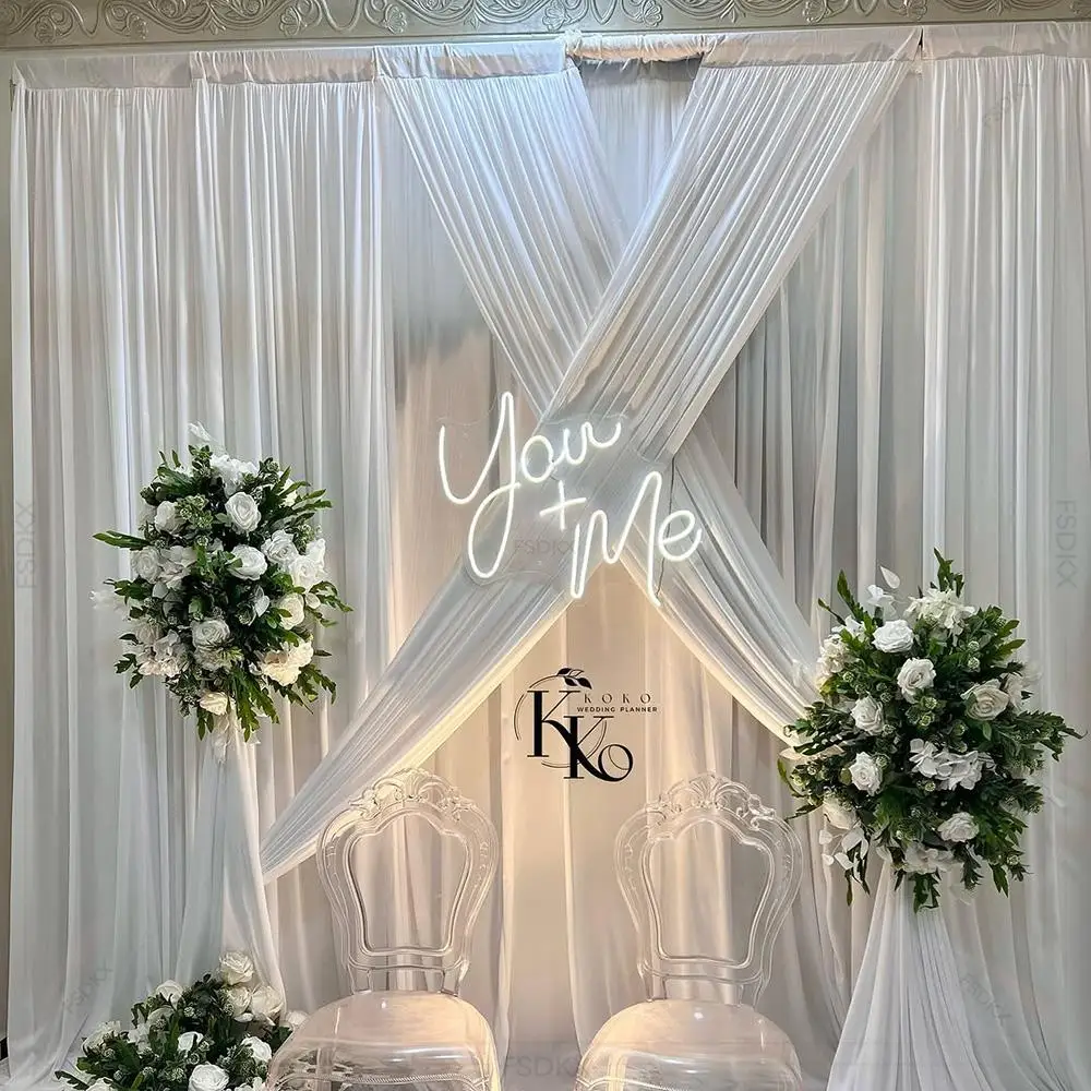 FSDKX White Fabric Curtain Backdrops Wrinkle-Free Drapes for Party Bridal Baby & Birthday Shower