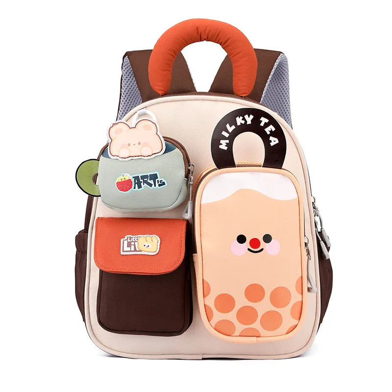Adorable Bubble Tea Design Kids School Backpack For Toddler Children Multifunction Boys and Girls Kindergarten Bag Women