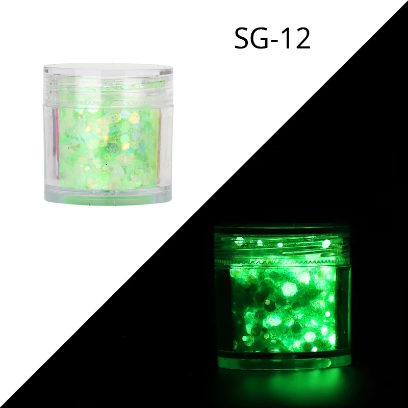 50g Glow in The Dark Body Face Glitter Gel, 12 Colors Luminous Iridescent Chunky Glitter, Self-Adhesive UV Black Light Glitter9#