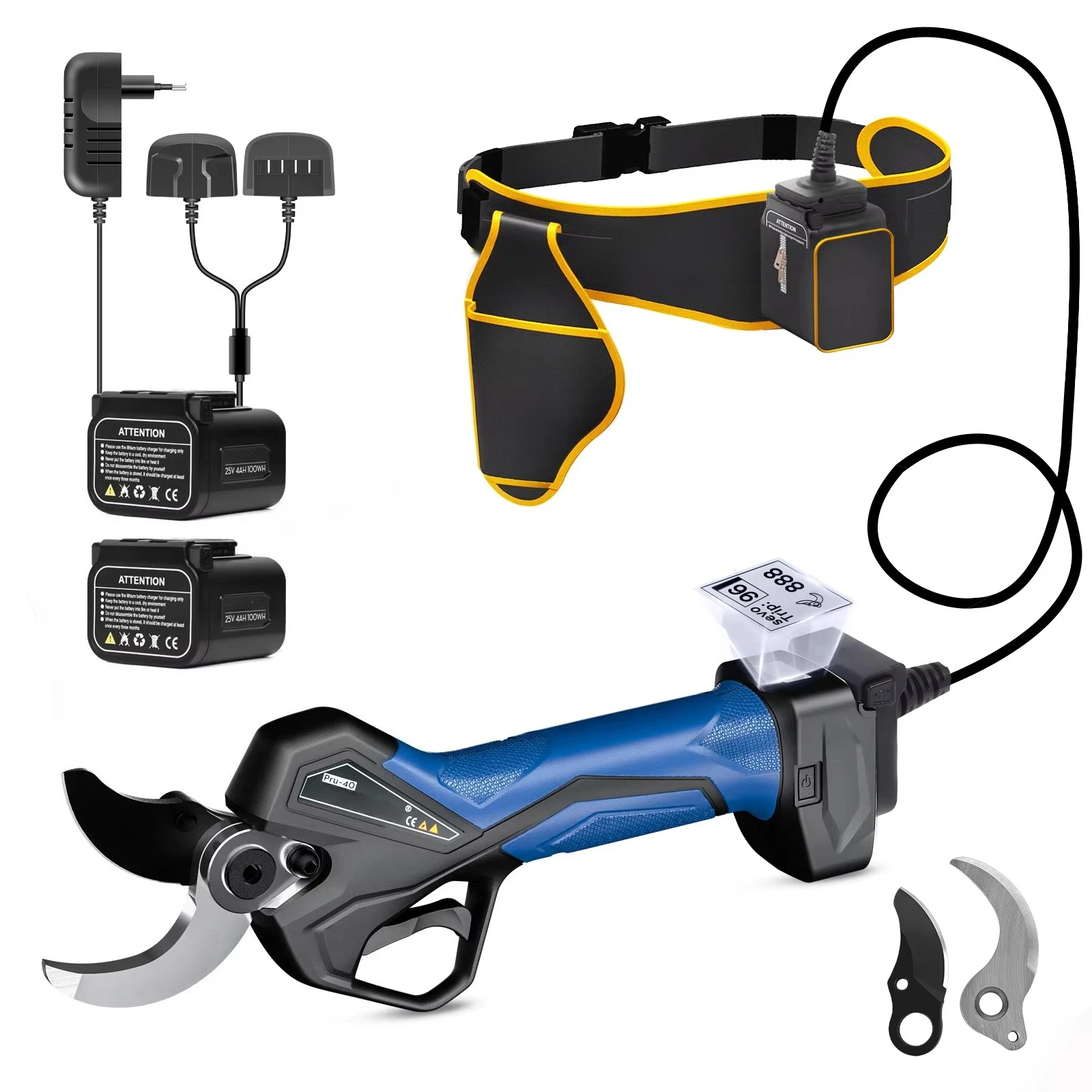 Tijeras inalámbricas alimentadas por batería de 40mm, podadora eléctrica profesional, tijeras de podar eléctricas para vigneto