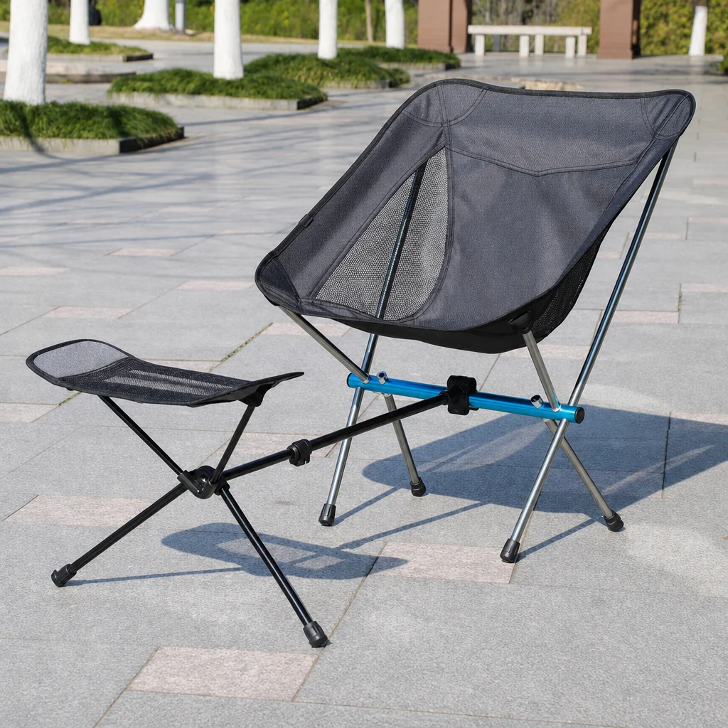 Adjustable Telescopic Camping Chair Leg Rest Aluminum Alloy Folding Detachable Footrest with Carry Bag for Outdoor CampingHiking