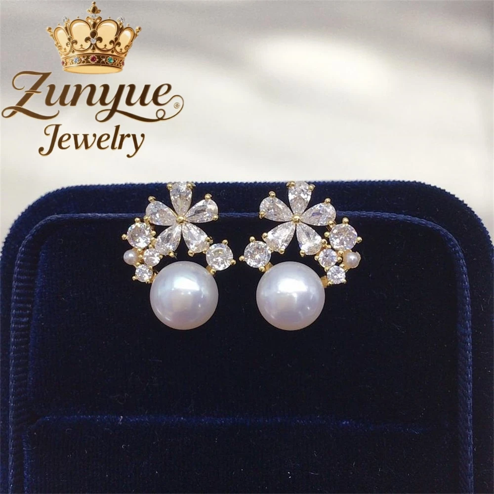 

Natural Freshwater Pearl Small Flower Stud Earrings Luxury Quality Jewelry Fashion Jewelry Exquisite Elegant Charms Gift Popular