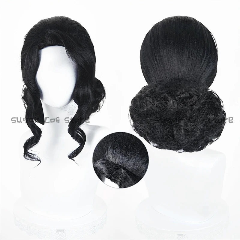 Kibutsuji Muzan-Peluca de Cosplay de Anime, pelo sintético rizado negro resistente al calor, accesorios para fiesta de Navidad y Halloween para mujeres y niñas