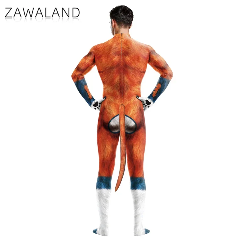 Zawalland animal beast mono unisex de cobertura completa, mono elástico para fiesta sexual, lobo, zentai, disfraz de Halloween, disfraz de cosplay