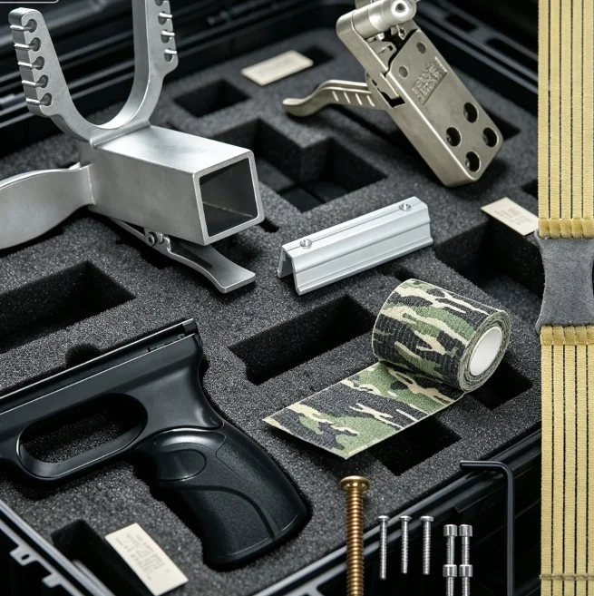 High‑Elasticity Powerful Rubber Band + 25x25mm Stainless Steel Trigger Sliding Module, Handmade Slingshot DIY Making Accessories
