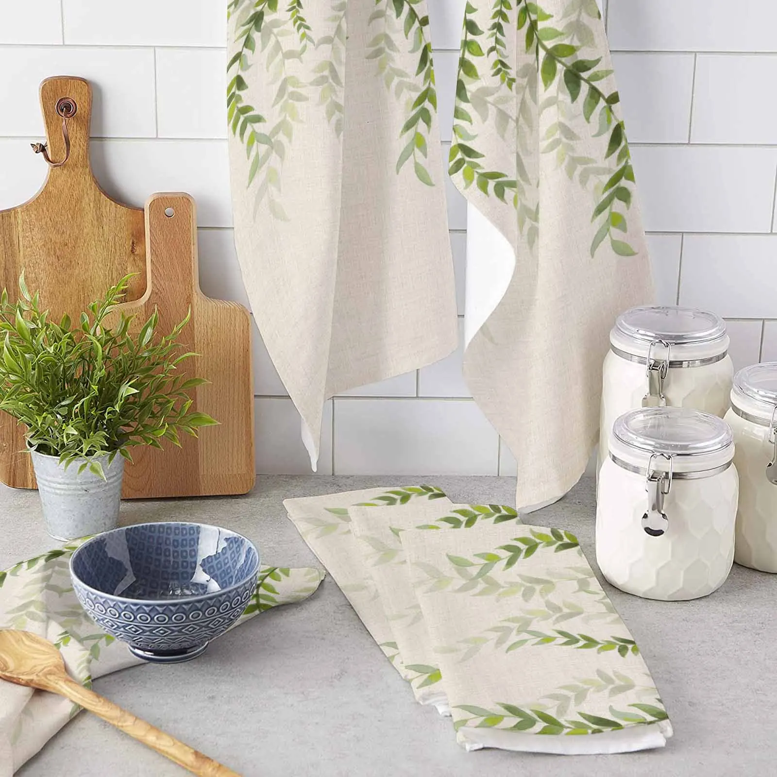 

Plant Leaves Vine Microfiber Towel Absorbent Kitchen Cleaning Cloth Dish Towel Household Cleaning Towel