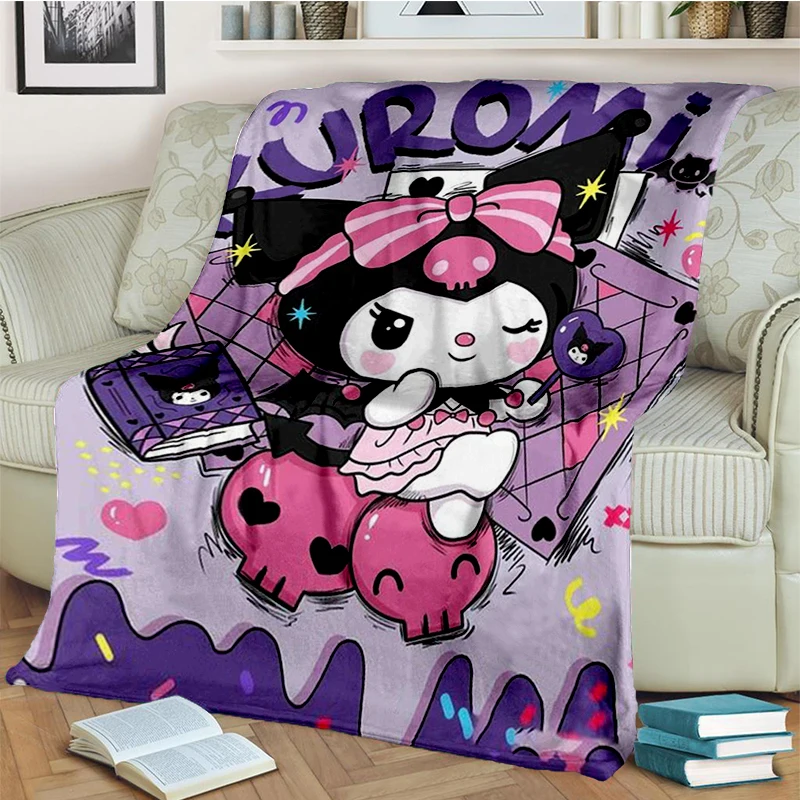 2025 جديد كورومي ميلودي سانريو كارتون فتاة بطانية الفانيلا الناعمة ، رمي بطانية بطانية مريحة للأسرة أريكة غرفة نوم المنزل
