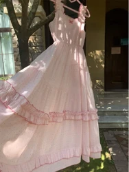 French Elegant Chiffon Dress Beach Style Sleeveless Sweet Fairy Summer Even Party One Piece Dress Korean Fashion 2000s Vintage