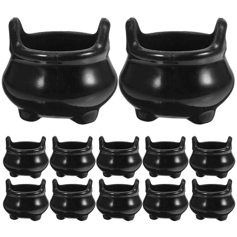 

12 Pcs Mini Witch Halloween Kettle Cauldron Pot Toys Decor Miniatures Ornaments Party Prop Small