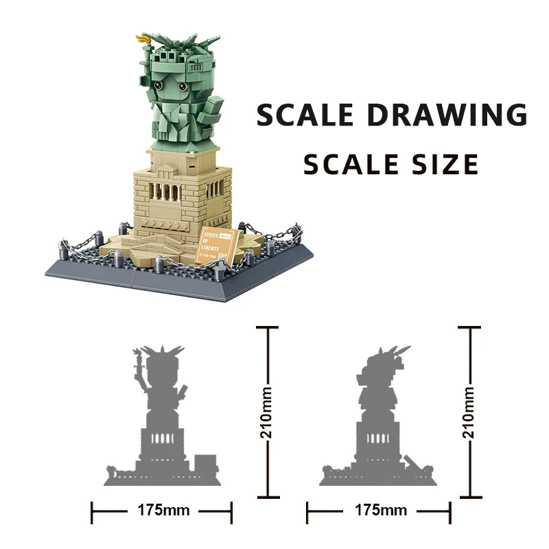 1577 Pieces Architecture Statue of Liberty Large Collection Building Blocks Set Model Gift for Kids and Adults Compatible