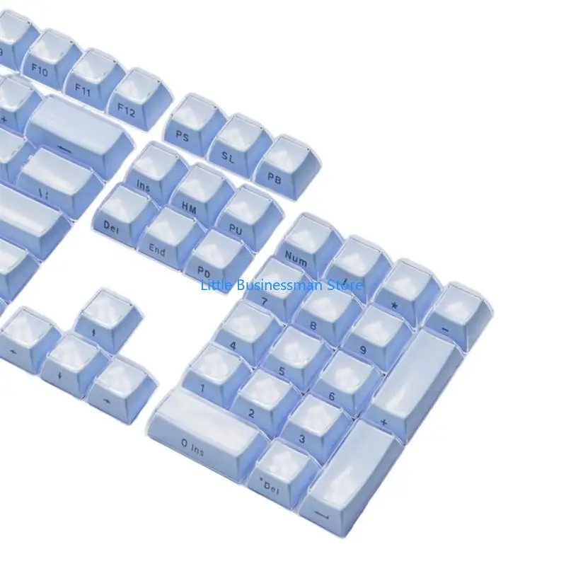 Crystal Jelly OEM Profile Keyboard Keycap Set with Side Printing, Mixed Material Build, 113-Key for Daily Typing and Gaming M76A