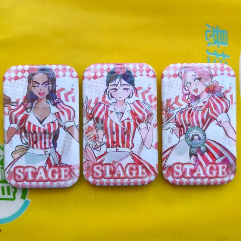 3Pcs/Set Anime Alien Stage Mizi Sua Hyuna Badges Anime Rectangle Badge Cartoon Brooch Clothes Backpack Jewelry Accessories Gifts
