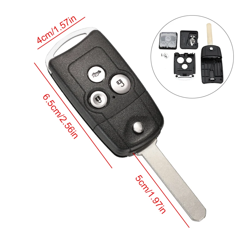 Car Remote Key Fob Shell Case Folding Flip 3 Buttons For Honda /Civic /Accord Jazz CRV HRV Auto Keys Remotes Control