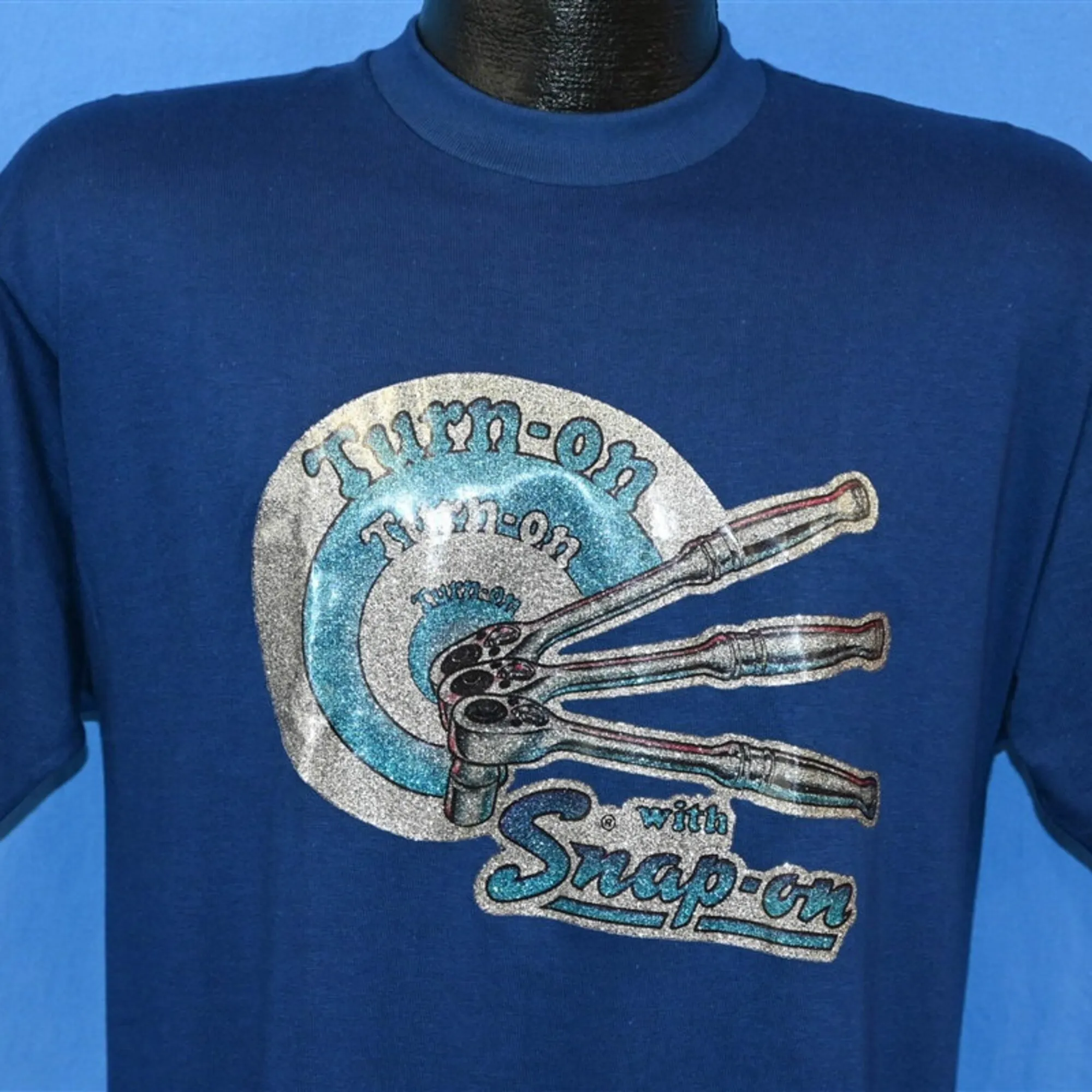 70s Turn On With Snap Ratchet Socket Hand Tools Glitter Iron t shirt Medium