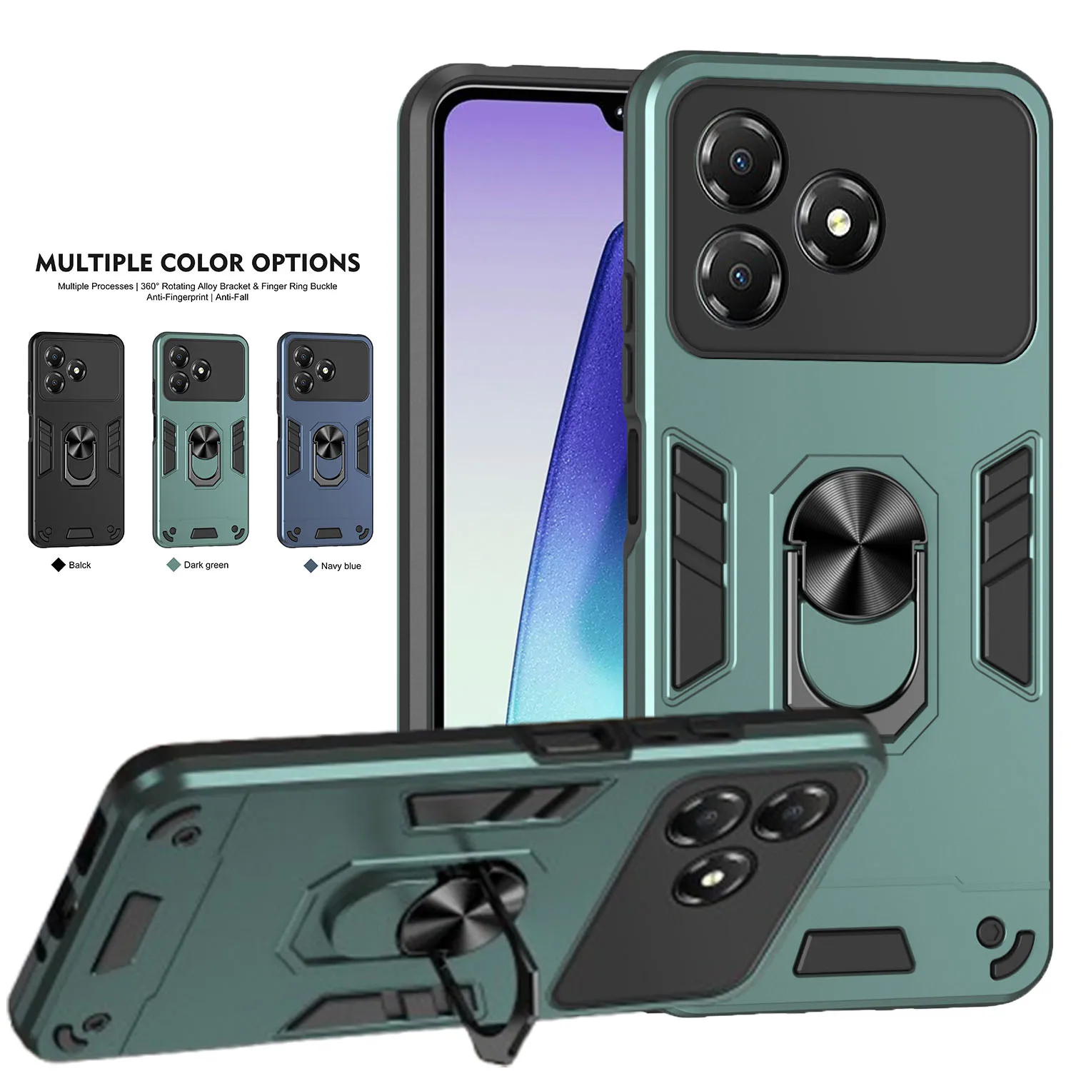 Military Grade Shockproof Case for ZTE Blade A36 A56 A76 4G Protective Cover Ring Stand Holder Fundas Coque