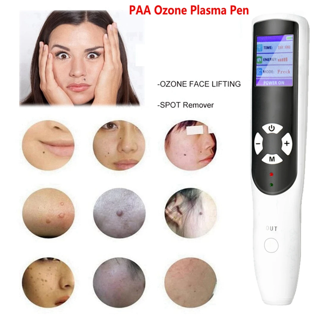 Ozônio PAA Fibroblast Plasma Pen, Pálpebra e Face Lifting, Rugas e Mancha, Toupeira e remoção de sardas, Skin Care Beauty Pen, Novo, 2 em 1