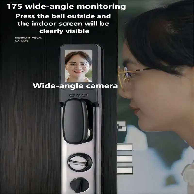 Fingerprint Lock WiFi Tuya 3D Face Facial Recognition Built-in Cat-eye Automatic Recording Virtual Password To Prevent Peeping