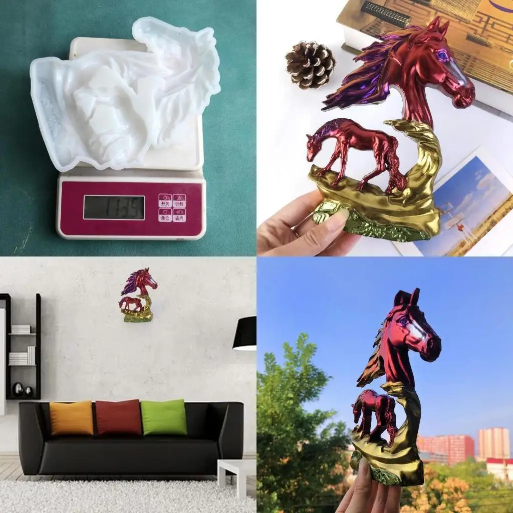 

P9FE Versatile Silicone Mold Hollow Horse Sculptures Mould Animal Themed Ornament Molds Jewelry Molds for Craft Lovers