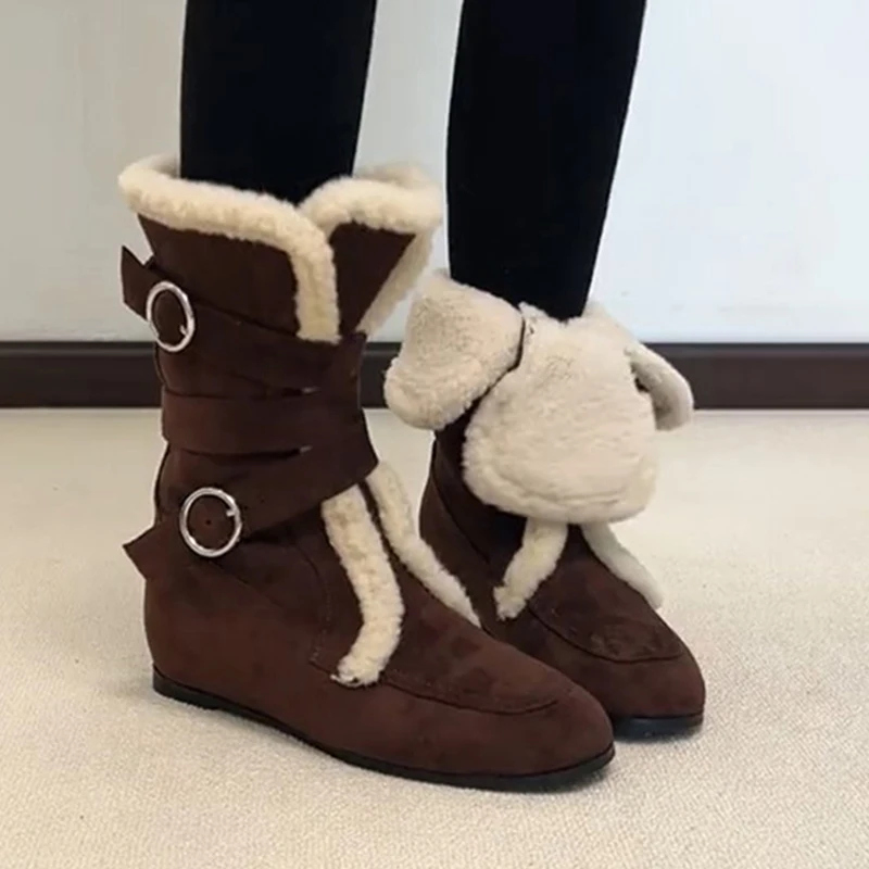 Women Flats Fur Ank… - image