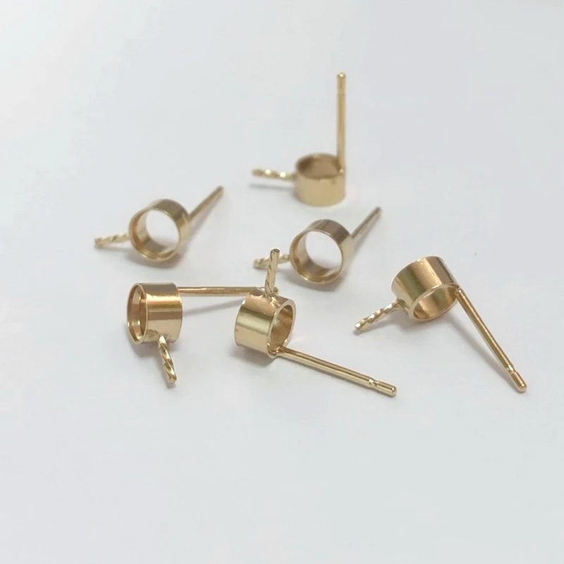 Real 14K Yellow Gold Filled 4mm Bezel Post Earring Wholesale Bulk DIY Jewelry Findings Tarnish Resistant Jewelry Findings