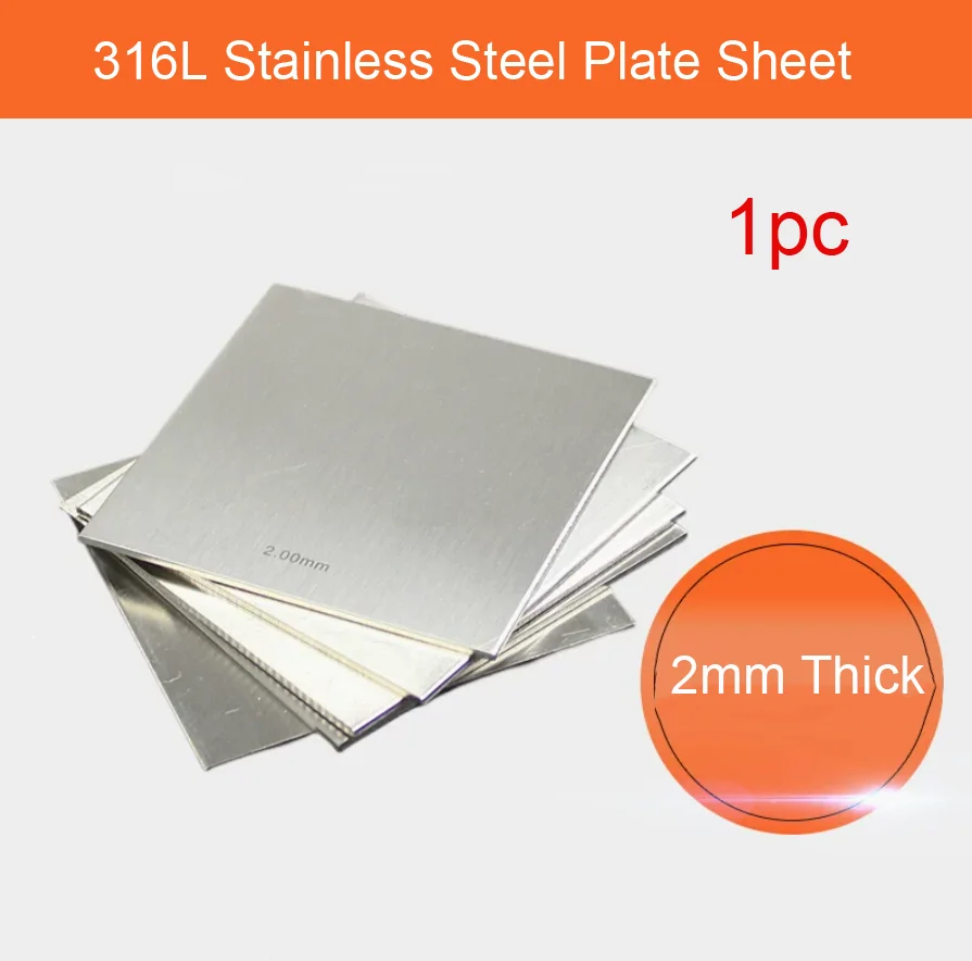 1PC 316L Stainless Steel Plate Sheet Shear Cut 50mm *50mm * 2mm Thick