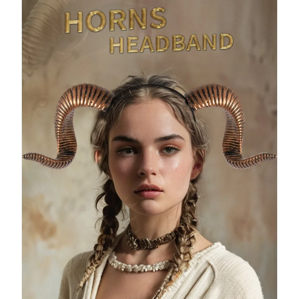 

Adjustable Detachable Ram Horn Costume Headpiece for Halloween Cosplay Party DIY Unisex Festival Performance Role Play Accessory