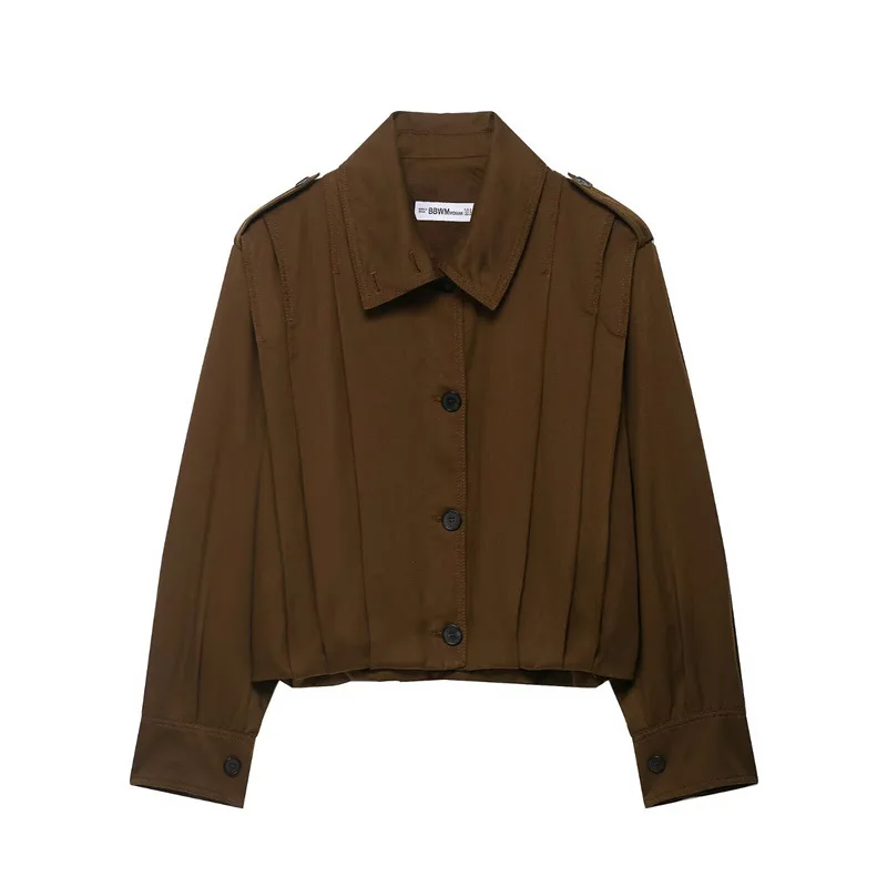 

2025 Autumn New Versatile Solid Color Women Casual Jackets Fashion Lapel Female Loose Short Sleeved Jacket Top