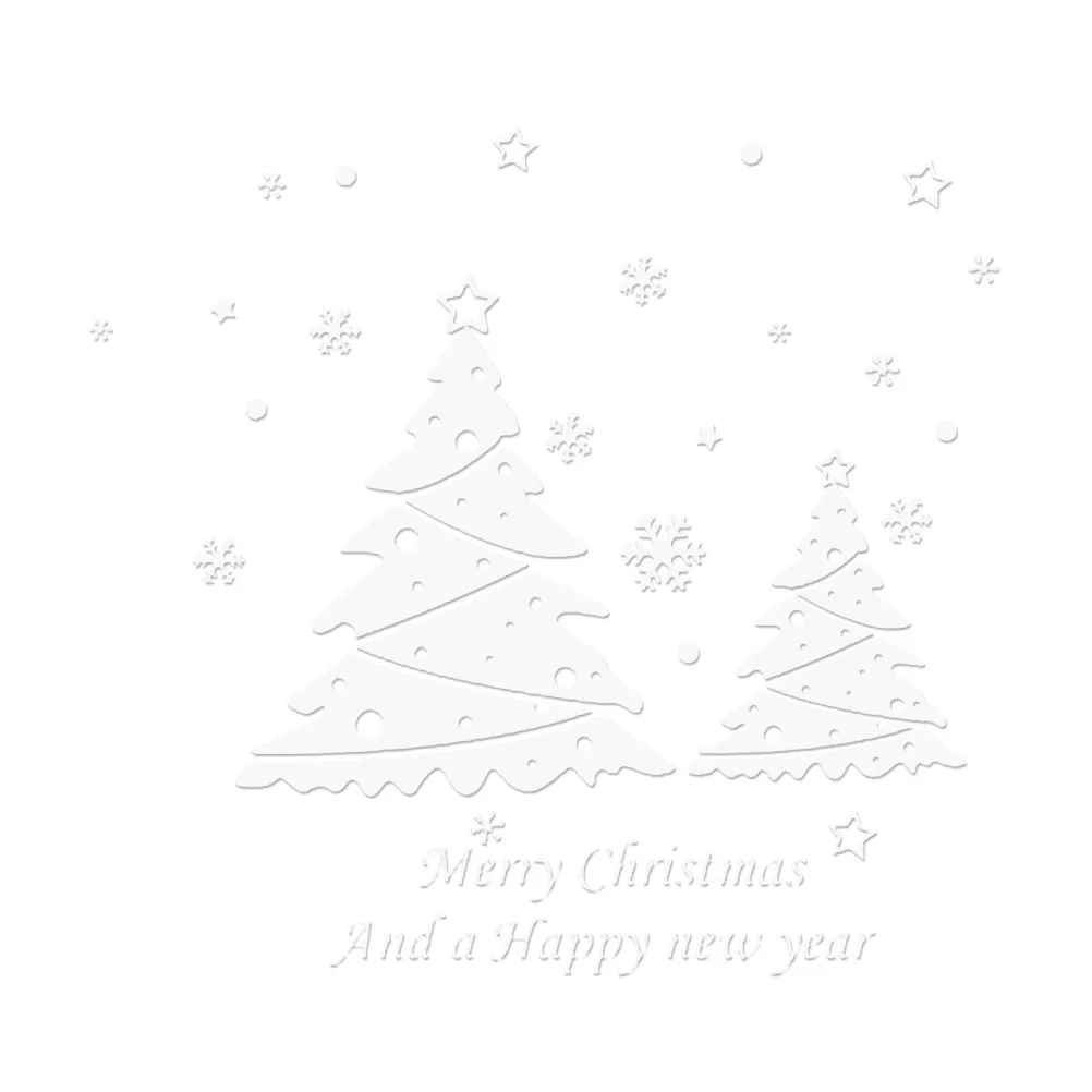 Merry Christmas and Happy New Year Christmas Tree Wall Sticker Removable Art Murals Christmas New Year Party Decor