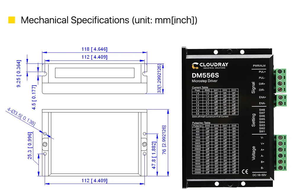 Cloudray Kit Moteur Pas à Pas Nema 23 3N.m 5A 2 Phases – Haute Précision Pour CNC, Imprimante 3D, Fraiseuse, Gravure