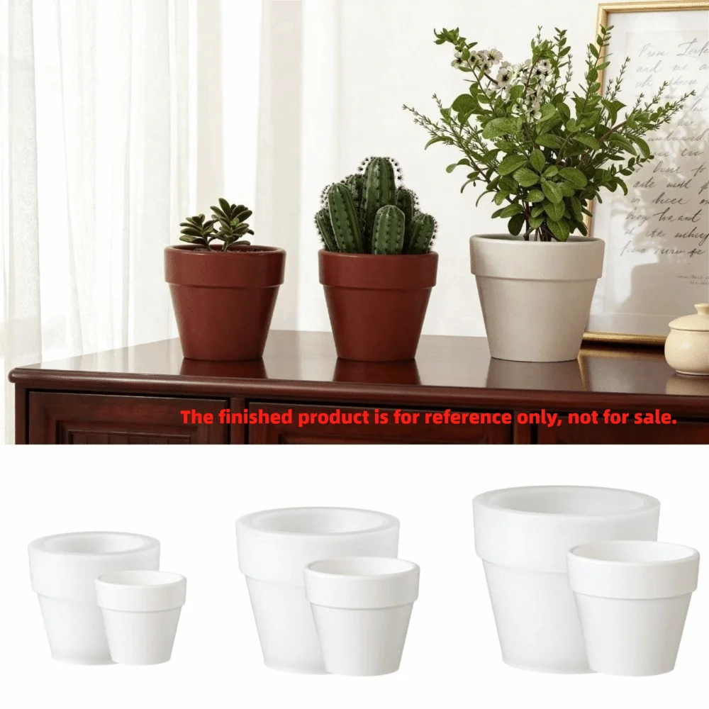 Nordic Large and Small Flowerpot Molds Silicone Round Planter Mould Resin Plaster Mold For DIY Potted Plants