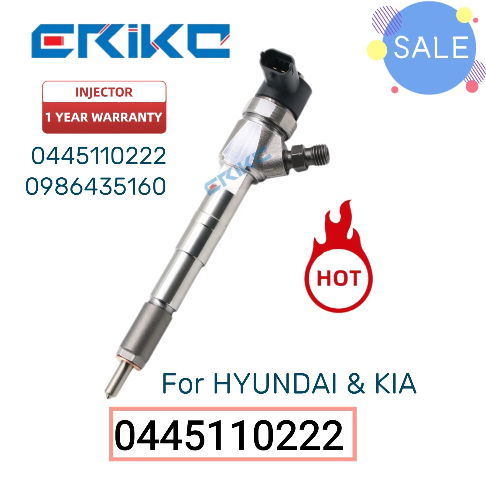 0445110222 Truck Fuel Oil Injector 0 445 110 222 Oil Common Rail Injector 0445 110 222 Auto Injector for HYUNDAI & KIA