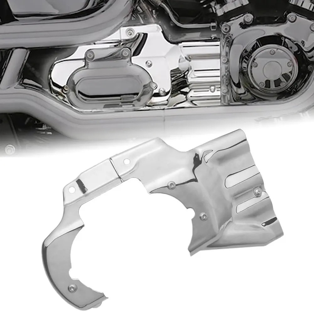 Motorcycle Engine Transmission Interface Trim Cover Compatible With Harley Blackline Fat Boy Cvo Softail 2007‑2017 Iron Chrome