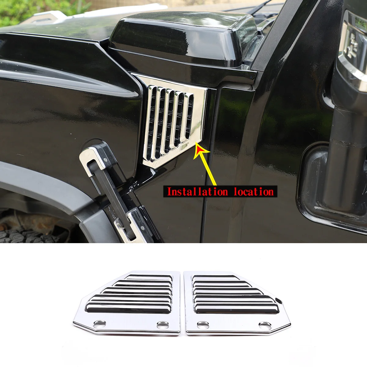 

For Hummer H2 2003-2009 ABS Chrome Side Ventilation Cover Accessories Hood Intake Baffle Molding Decorative Car Accessories