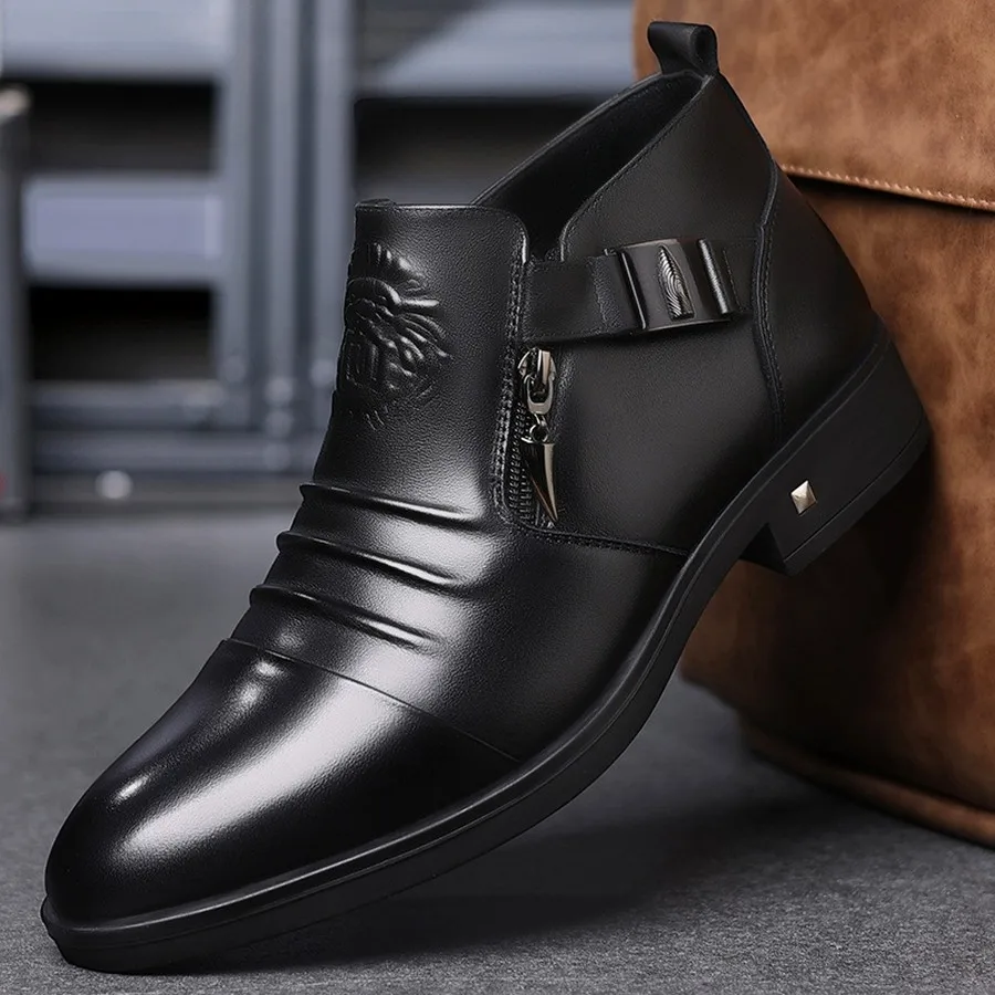 Herren Chelsea Boots in Übergröße, mit seitlichem Reißverschluss, runder Zehenpartie, lässige Stiefeletten für den Alltag und Winteranlässe – Detail 1