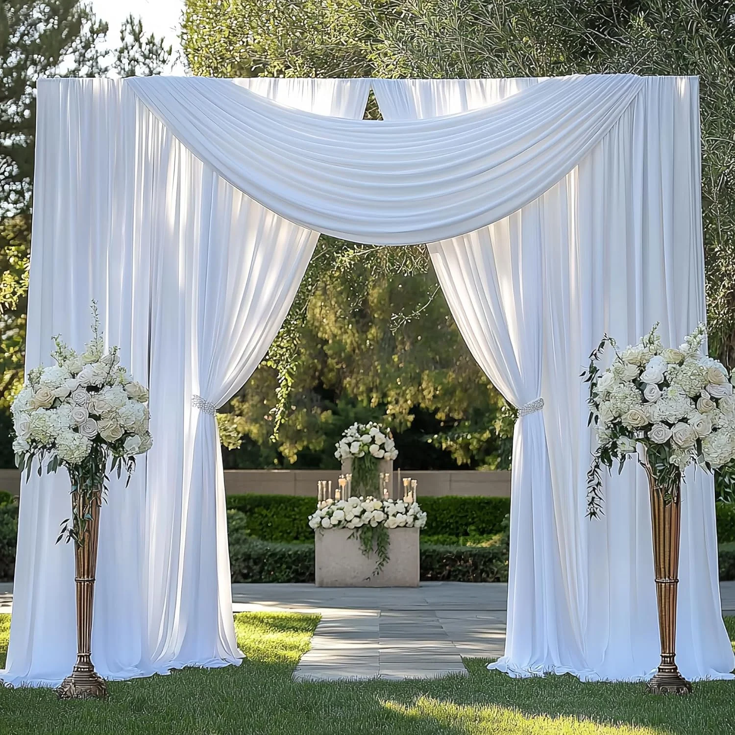 Backdrop Ceiling Drapes Wrinkle Free Arch Tent Draping  Table Runner Decor Wedding Ceremony Birthday Parties Backdrop Curtain