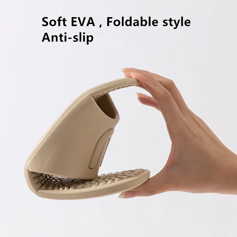 Summer Shoes Light Weight Travel Slippers Women Open Toe Soft EVA Comfortable Foldable Non-Slip Home Bathroom Slides for Ladies