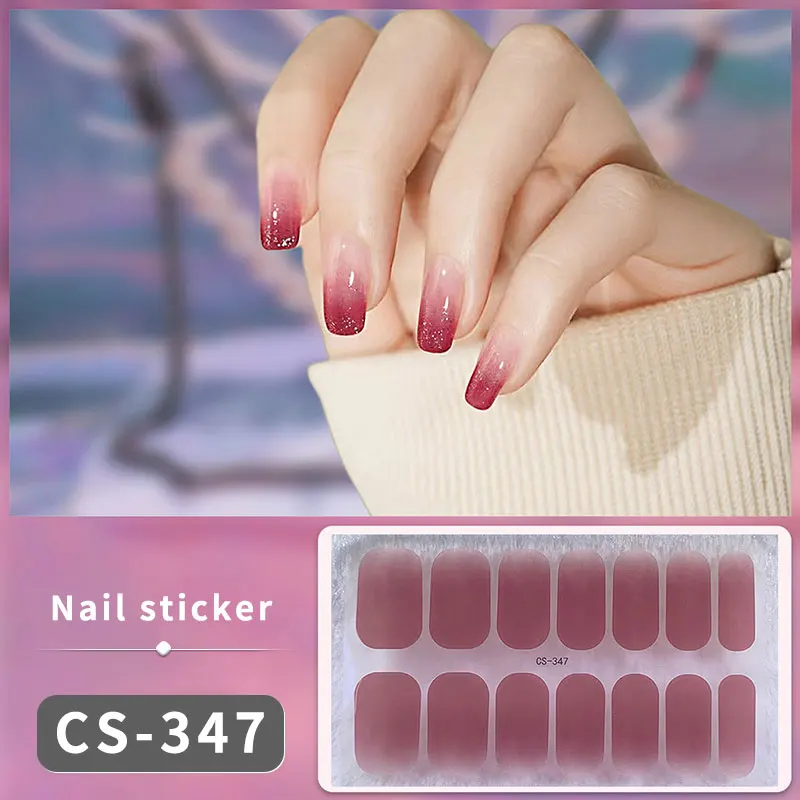 Solid Color Nail Sticker Full Cover Nail Decals Press On Marble Gradient Glitter Strip Wraps Self Adhesive Nail Art Decorations