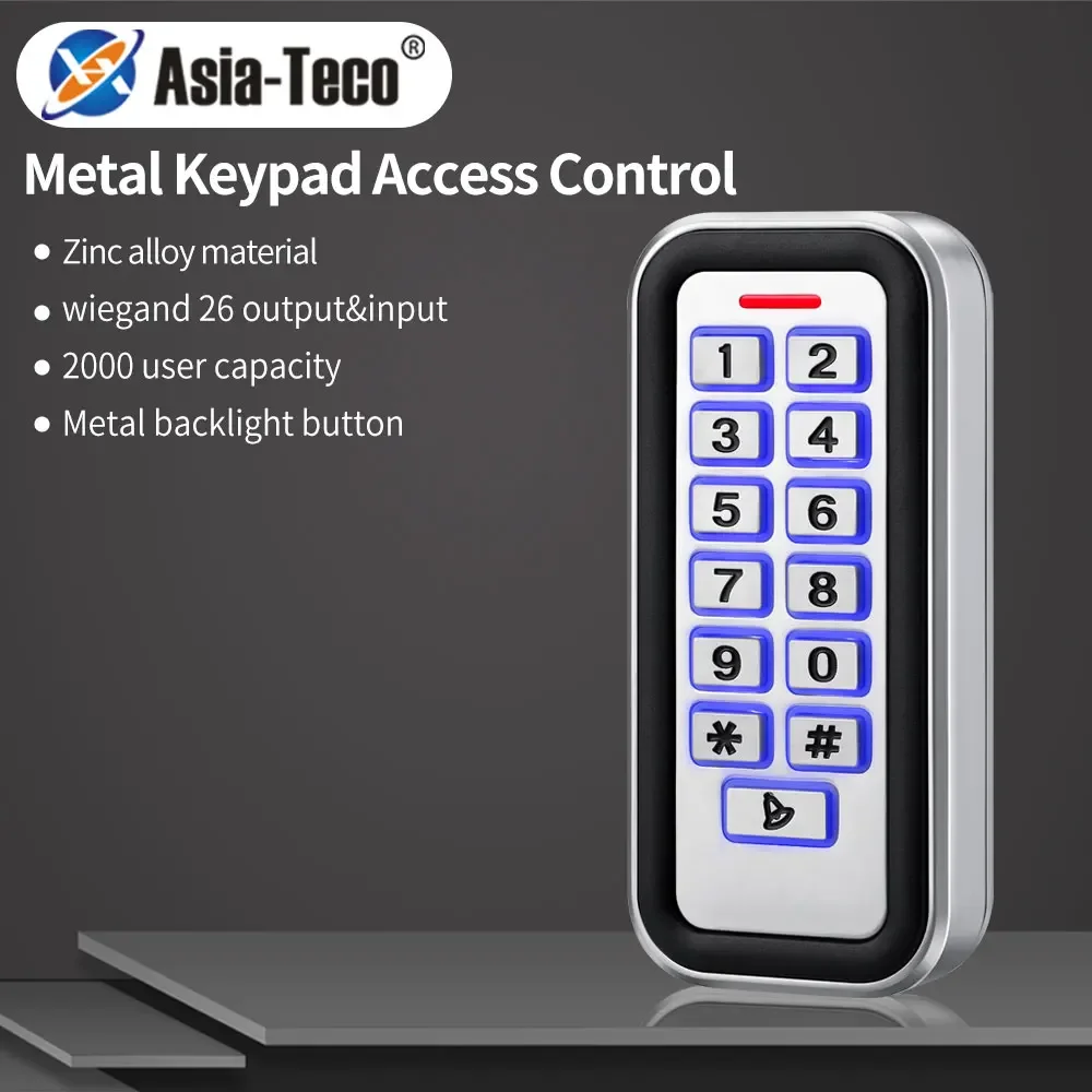 

12V Standalone Metal Access Control Keypad Outdoor Waterproof IP68 Zinc 2000 User Mini ID 125KHZ RFID Wiegand Reader Gate Opener